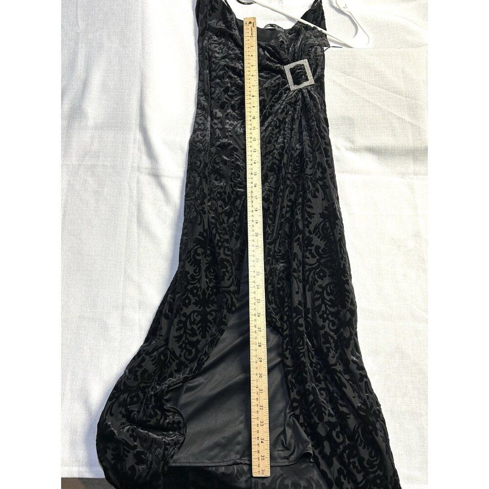 Zara Velvet Feel Printed Asymmetrical Dress with Side Buckle Size Large - Picture 9 of 16